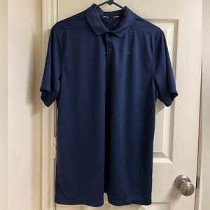 Nike Navy Blue dri-fit golf pro collar shirt PGA